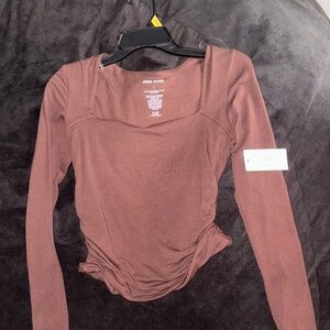 Pink Rose Women's Long Sleeve Top - Rust